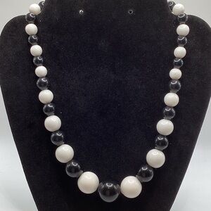 Black and White Beaded Necklace - Bold Contrast